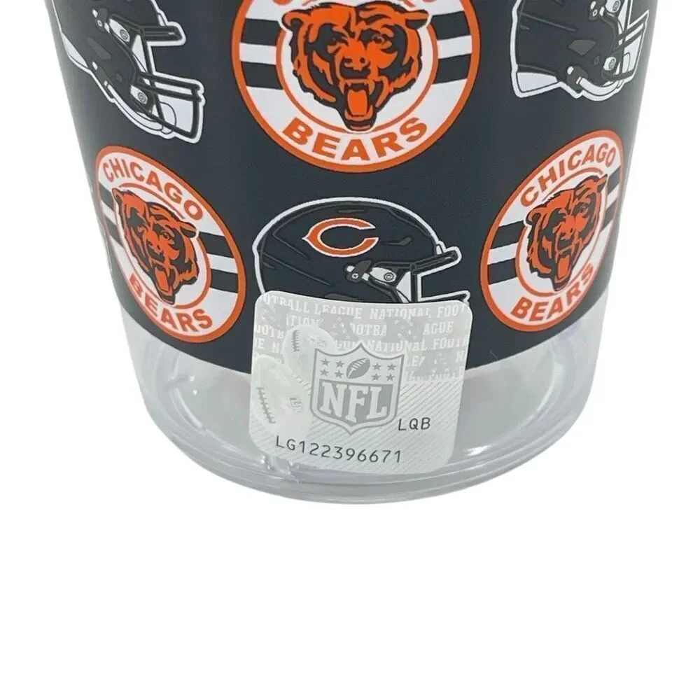 NFL Chicago Bears Sports Fan Tall Plastic Tumbler Cup 6” Blue Orange Logo, NEW